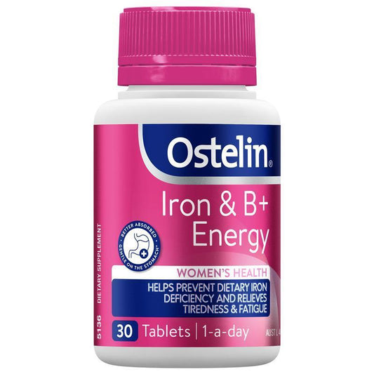 Ostelin Iron & B+ Energy - 30 Tablets for Enhanced Vitality