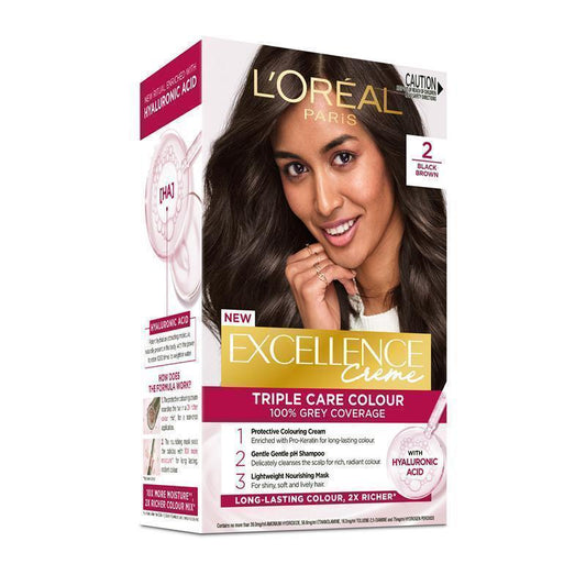 L'Oreal Excellence Creme 2 Black Brown Hair Colour - 1 Unit - Auzzi Store