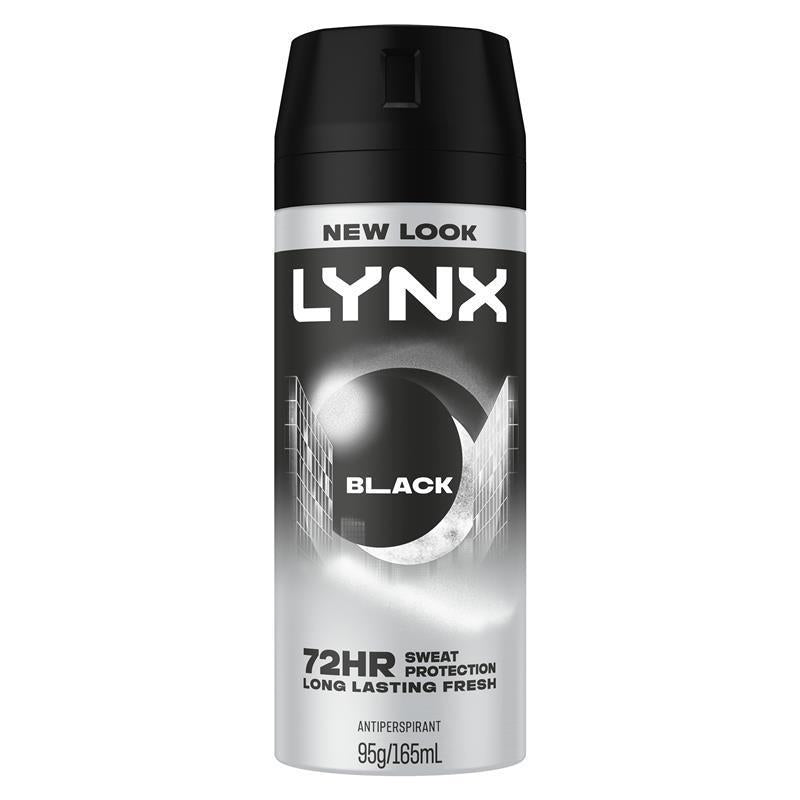 LYNX Black 165ml Antiperspirant Aerosol for Men – 72H Protection