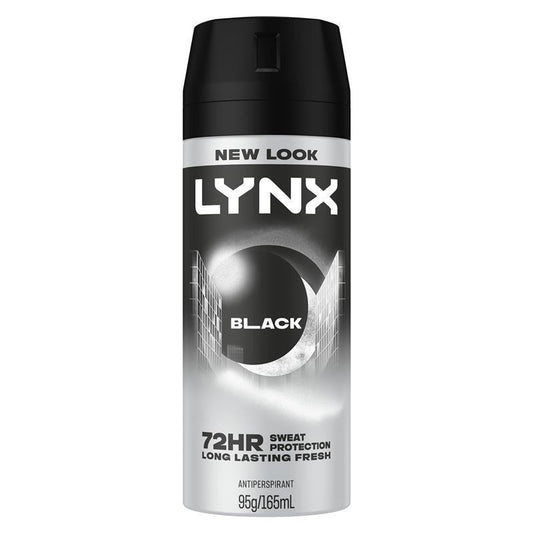 LYNX Black 165ml Antiperspirant Aerosol for Men – 72H Protection