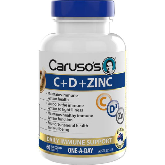 Caruso's C + D + Zinc - 60 Tablets for Immune Support - Auzzistore