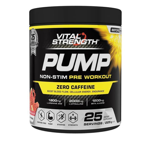 Vital Strength Pump Pre Workout - Non-Stimulant Watermelon 225g