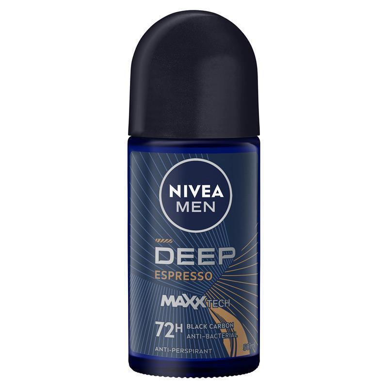 NIVEA MEN Deep Espresso Roll-On Deodorant, 72H Protection, 50ml