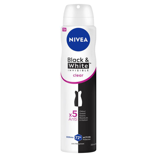 NIVEA Black & White 72H Clear Aerosol Deodorant 250ml