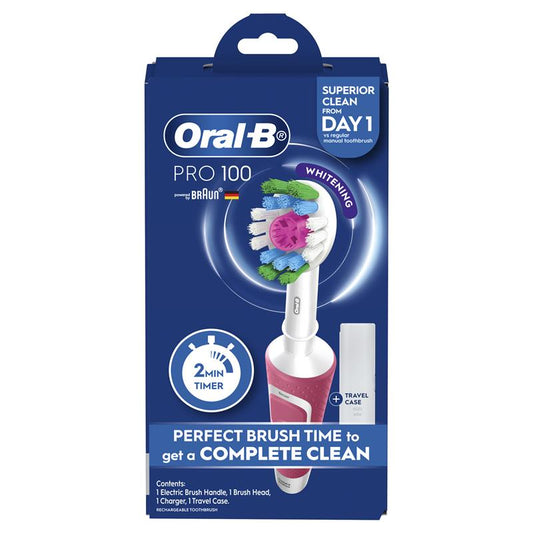 Oral-B Pro 100 3D White Polish Electric Toothbrush - Pink - Auzzi Store