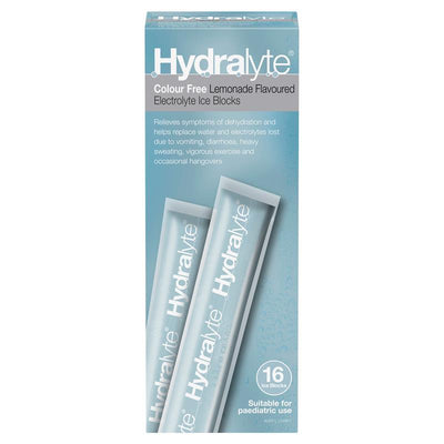 Hydralyte Rehydration Ice Blocks - Colour Free Lemonade Flavour (16 Pack)