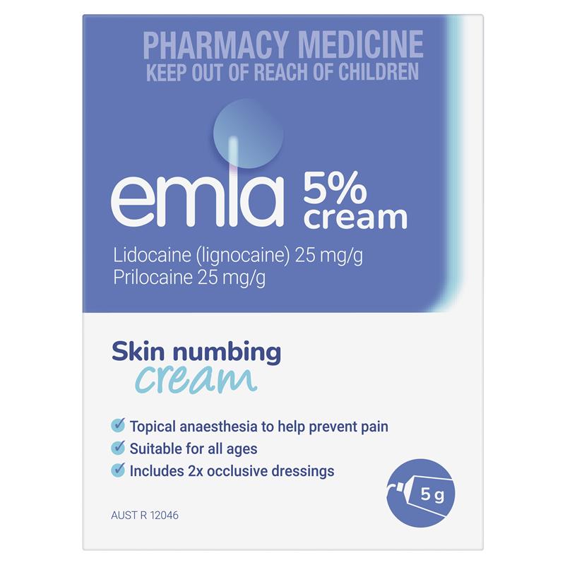 Emla Cream 1 x 5g Tubes + 2 Dressings - Numbing Relief - Auzzi Store