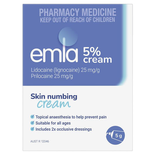 Emla Cream 1 x 5g Tubes + 2 Dressings - Numbing Relief - Auzzi Store