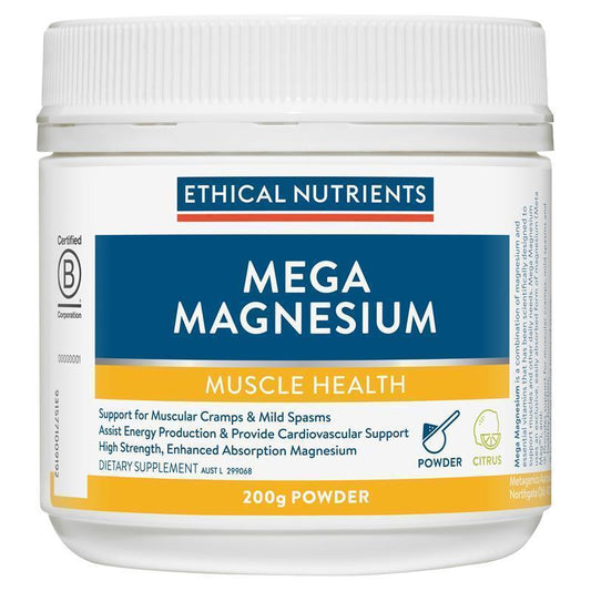 Ethical Nutrients Mega Magnesium - 200g Powder Citrus for Muscle Health-Auzzi Store