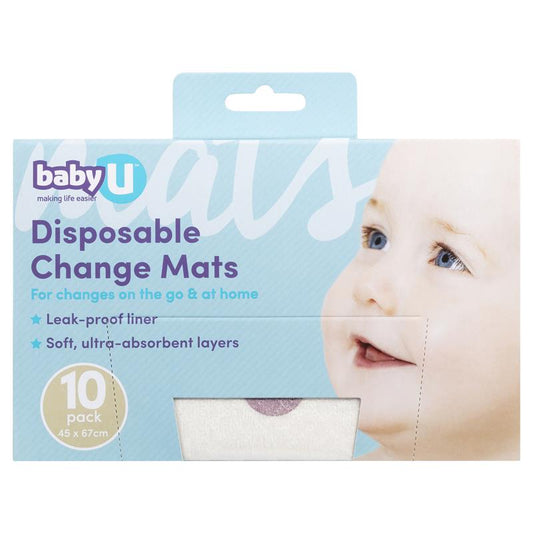 Baby U Disposable Change Mats 10 Pack - Convenient & Hygienic-Auzzi Store