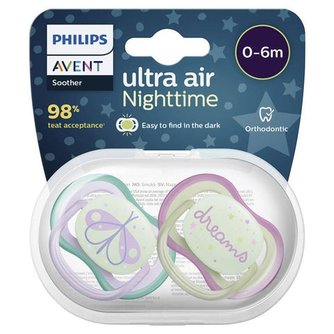 Avent Ultra Air Night Soother - 0-6 Months, 2 Pack-Auzzi Store