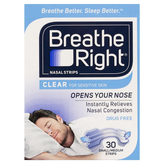 Breathe Right Clear Nasal Congestion Strips - 30 Regular Strips-Auzzi Store