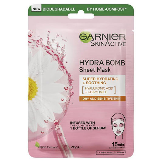 Garnier Hydra Bomb Hyaluronic Acid + Chamomile Sheet Mask - 28g - Auzzi Store