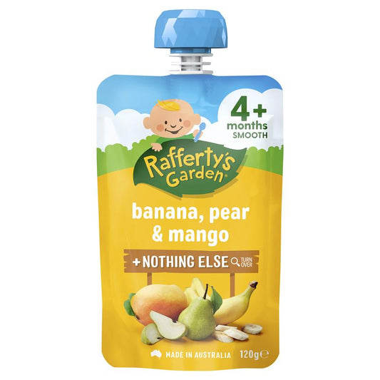 Raffertys Garden 4 Months Banana, Pear & Mango Puree - 120g-Auzzi Store