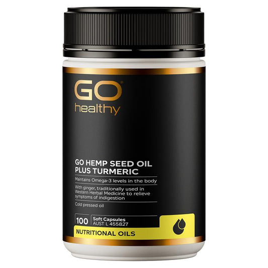 GO Healthy Hemp Seed Oil with Turmeric & Ginger - 100 Soft Capsules - Auzzistore