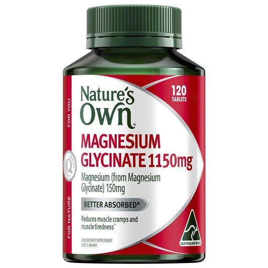 Nature's Own Magnesium Glycinate 120ct – Muscle Support, Easy Swallow