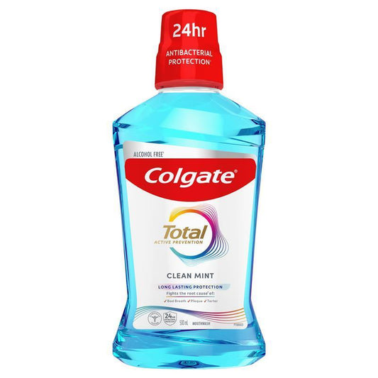 Colgate Mouthwash Total Clean Mint - 500ml Antibacterial Formula-Auzzi Store