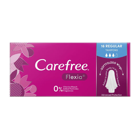 Carefree Flexia Fragrance-Free Regular Tampons with Wings, 16-Pack – view 2