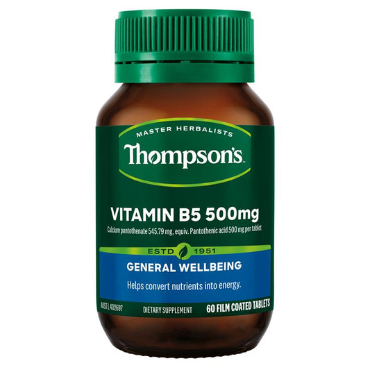 Thompson's Vitamin B5 500mg Pantothenic Acid Supplement – 60 Tablets