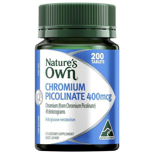 Nature's Own Chromium Picolinate 400mcg - 200 Tablets for Glucose Metabolism-Auzzi Store