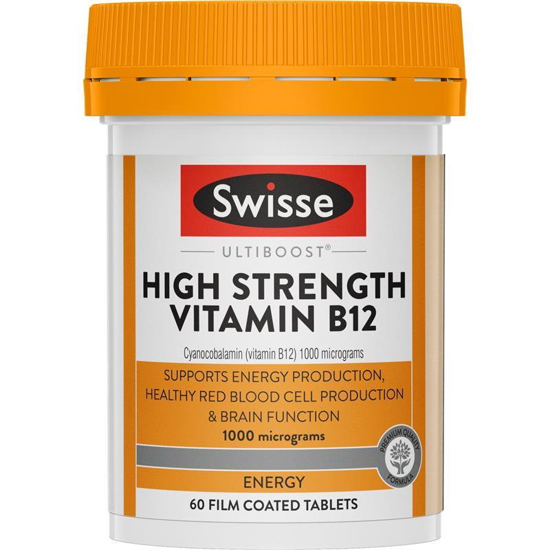 Swisse Ultiboost High Strength Vitamin B12 1000mcg - 60 Vegan Tablets