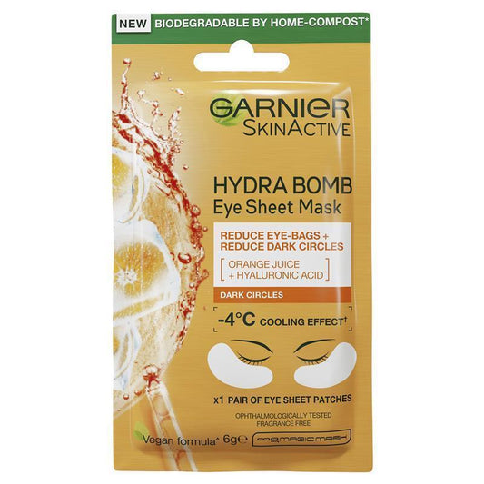 Garnier Hydra Bomb Hyaluronic Acid + Orange Extract Eye Sheet Mask - 6g - Auzzi Store