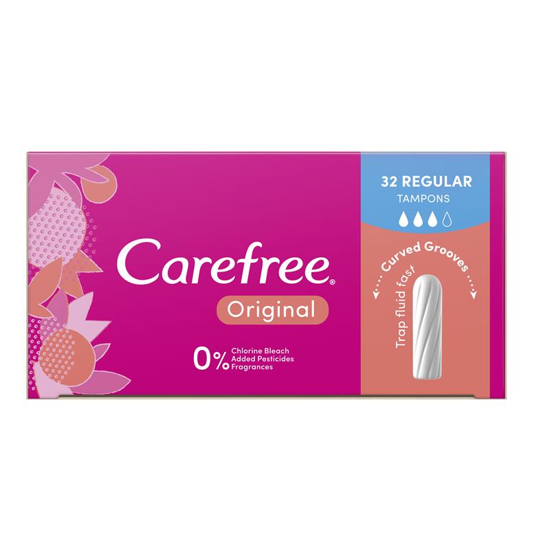 Carefree Original Regular Tampons - 32 Pack for Medium Flow