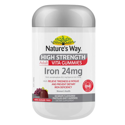 Nature's Way High Strength Iron Gummies 24mg for Adults - 30 Count - Auzzistore