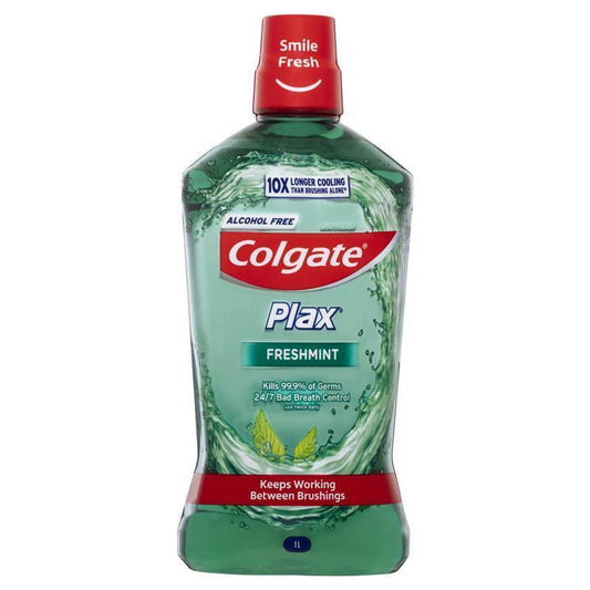 Colgate Plax Alcohol-Free Antibacterial Mouthwash Freshmint 1L-Auzzi Store