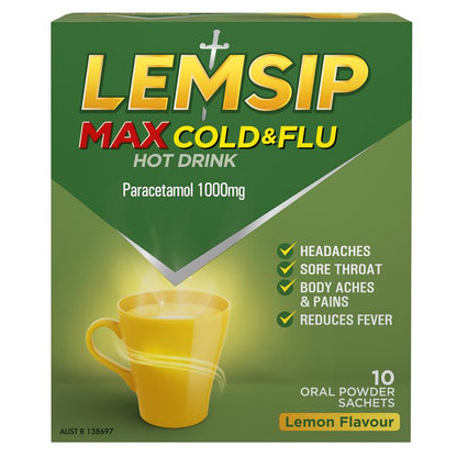 Lemsip Max Cold and Flu Multi Lemon 10pk - Soothing Relief for Cold & Flu Symptoms-Auzzi Store