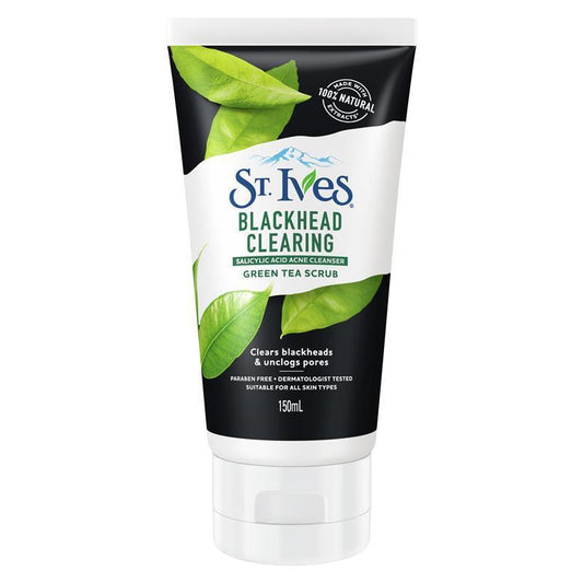St Ives Naturally Clear Scrub Green Tea 150ml - Refreshing Facial Cleanser