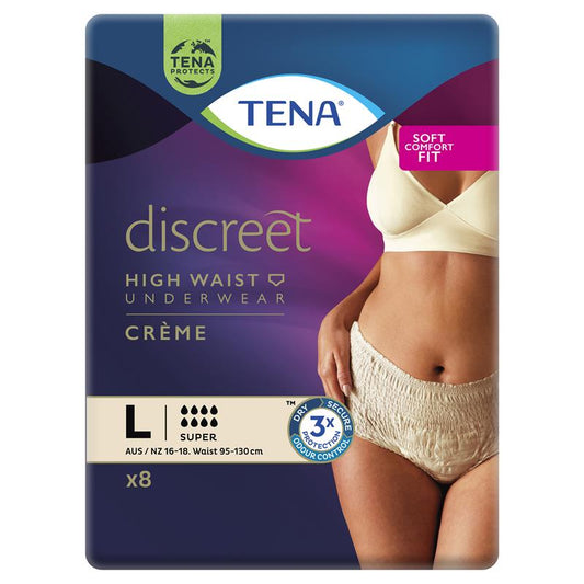 TENA Discreet High Waist Underwear – Large, Crème, 8 Pants – view 2