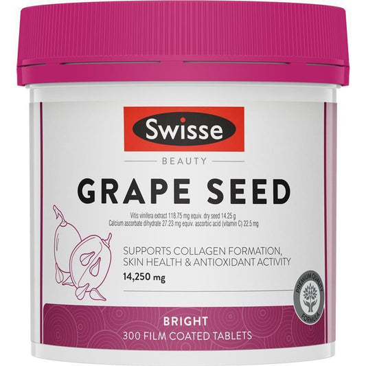 Swisse Beauty Grape Seed Extract 14250mg, 300 Vegan Tablets with Vitamin C