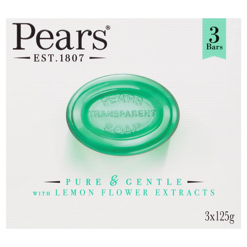 Pears Pure & Gentle Lemon Flower Soap, 3 Pack 125g