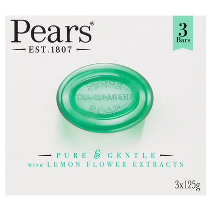 Pears Pure & Gentle Lemon Flower Soap, 3 Pack 125g