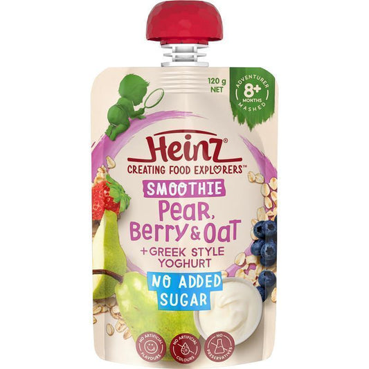 Heinz Pear Berry & Oat Smoothie with Greek Style Yogurt Pouch 120g - 8+ Months - Auzzi Store