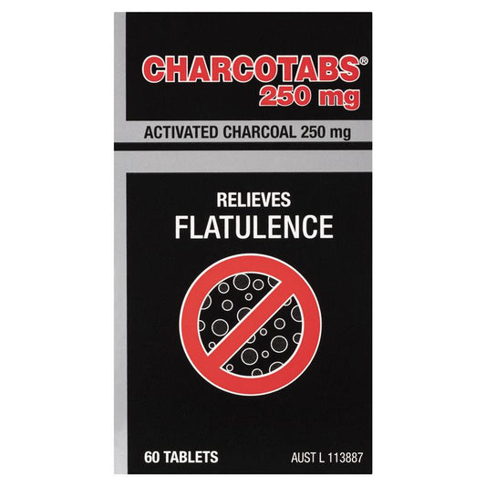 Charcotabs 250mg - 60 Activated Charcoal Tablets-Auzzi Store