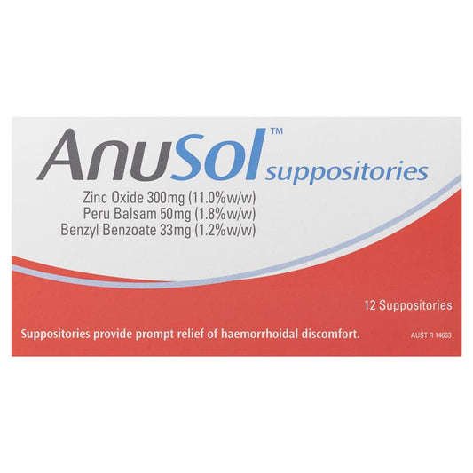 Anusol Suppositories for Haemorrhoidal Relief - 12 Count-Auzzi Store