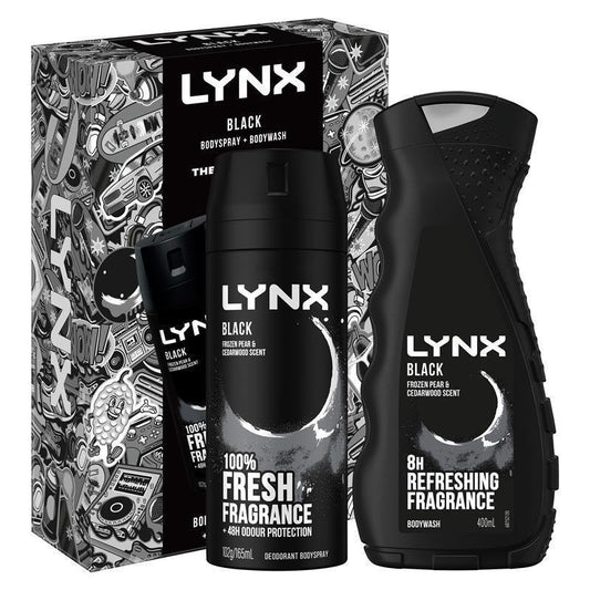 Lynx Black Duo Gift Set – 165ml Body Spray & 400ml Bodywash for Men - Auzzistore