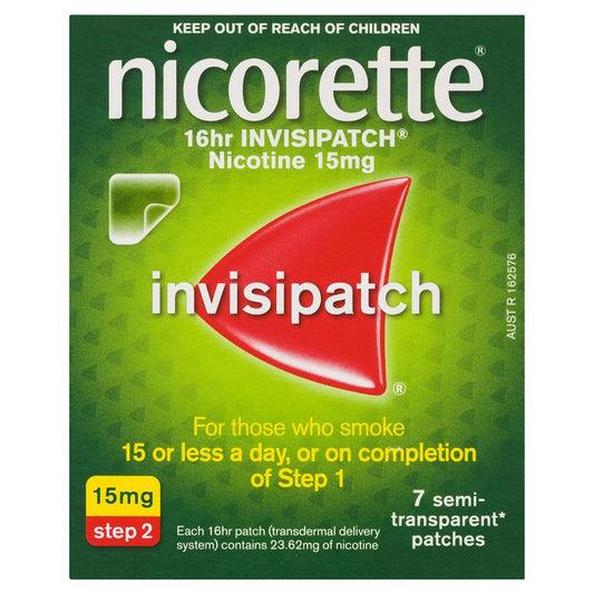 Nicorette Quit Smoking Nicotine 16 Hour Invisipatch Step 2 7 Pack - Effective Craving Relief-Auzzi Store