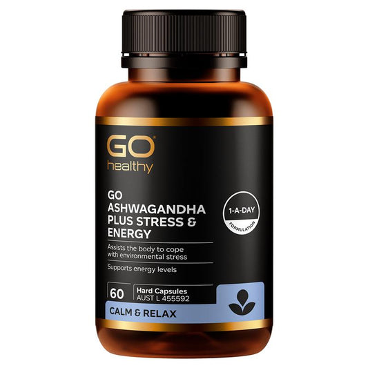 GO Healthy Ashwagandha Plus Stress & Energy - 60 Hard Capsules - Auzzistore