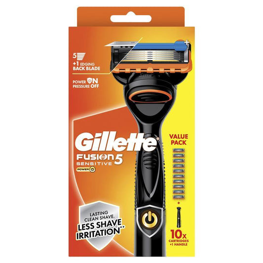 Gillette Fusion Power Razor with 10 Blades - Enhanced Shaving Technology - Auzzistore
