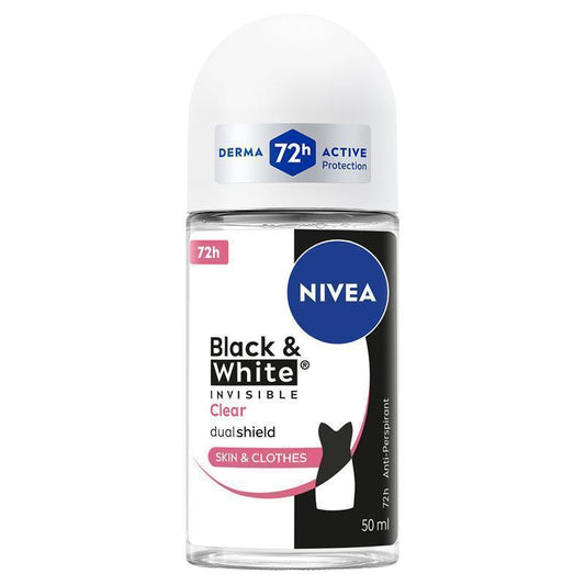 NIVEA Black & White Invisible Anti-Stain Roll-On Deodorant 72H, 50ml - Auzzistore