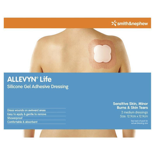 Allevyn Life Medium Foam Dressing 12.9cm X 12.9cm - 2 Pack for Wound Care-Auzzi Store