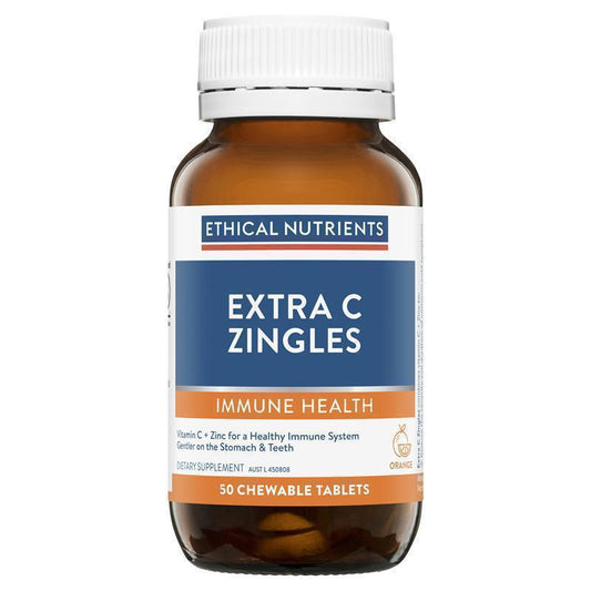 Ethical Nutrients Extra C Zingles Orange Vitamin C & Zinc 50 Tablets