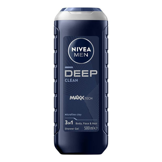 NIVEA Men Deep Clean Shower Gel 500ml – Natural Clay & Biodegradable - Auzzistore
