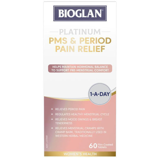Bioglan Platinum PMS & Period Pain Relief - 60 Tablets for Menstrual Comfort