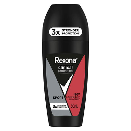 Rexona Men Clinical Sport Roll-On Antiperspirant, 50ml, 96h Protection