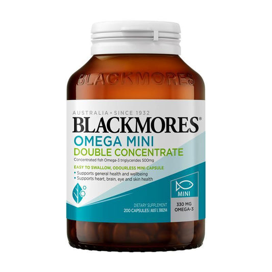 Blackmores Omega Mini Double Concentrate Wild-Caught Fish Oil 200 Capsules