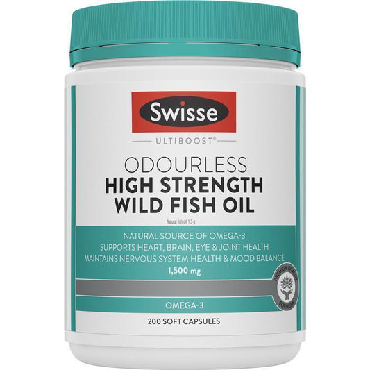 Swisse Ultiboost High Strength Wild Omega-3 Fish Oil 1500mg, 200 Capsules